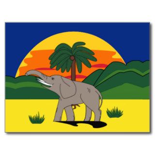 Gold Coast Elephant and Palm Tree Postcard