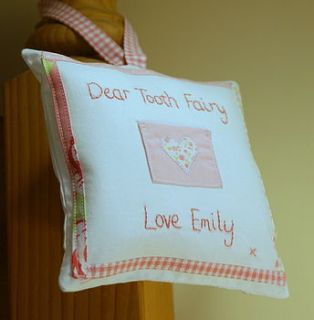 personalised girl's tooth fairy cushion by acorn attic