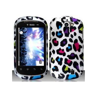 LG Doubleplay C729 (T Mobile) Colorful Leopard Design Hard Case Snap On Protector Cover + Car Charger + Free Neck Strap + Free Wrist Band Cell Phones & Accessories