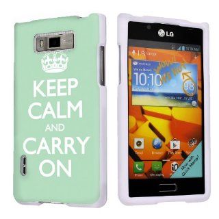 LG Venice LG730 Boost Mobile White Protective Case   Mint Keep Calm And Carry On By SkinGuardz Cell Phones & Accessories