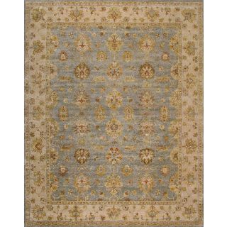 Hand Knotted Ziegler Blue Beige Vegetable Dyes Wool Rug (9 X 12)