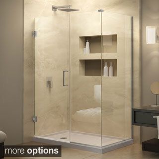 Dreamline Unidoor Plus 30.375   34.375 In. D X 50.5 In. W Frameless Hinged Shower Enclosure, Clear Glass