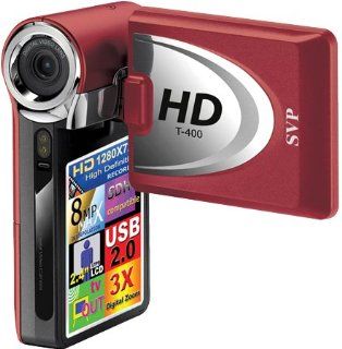 SVP T400 Red 1280x720p True HD Camcorder with 2.4 LCD"  Camera & Photo