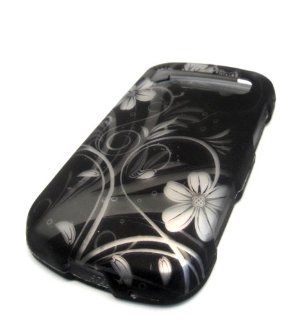 Samsung R720 Admire Vitality Black Canvas Flower Painting Print Rubberized Feel Rubber Coated Design Hard Case Cover Skin Protector Metro PCS Cricket Cell Phones & Accessories