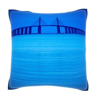 Custom Photo Factory Skyway Bridge Near St. Petersburg, Florida 18 inch Velour Throw Pillow Multi Size 18 x 18