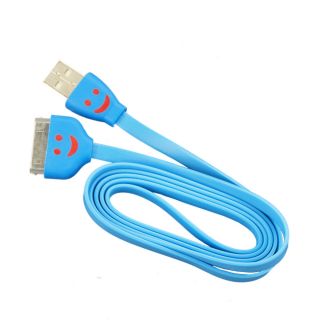 Sophia Global Blue Led Smile Face 30 pin To Usb Charger And Data Sync Tangle free Flat Cable