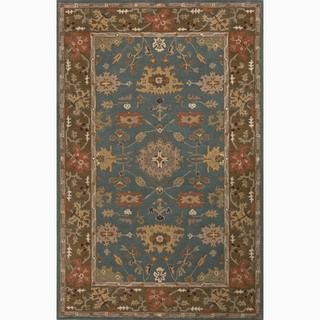 Hand made Blue/ Brown Wool Easy Care Rug (8x10)