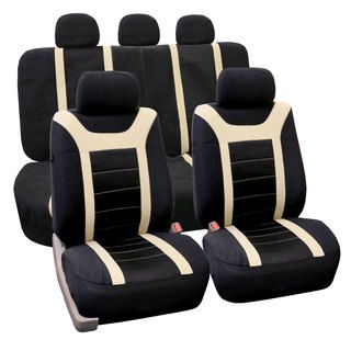 Fh Group Beige Airbag Compatible Sports Car Seat Covers (full Set)