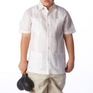 Boy's Cuban Guayabera, Linen/Cotton, size 8 & white. Clothing
