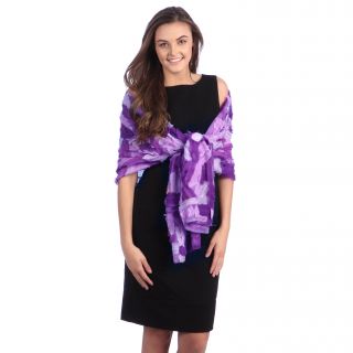 Selection Privee Paris Womens Purple Lilac Patchwork Dressy Silk Shawl Wrap