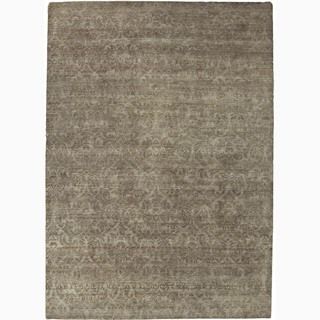 Hand made Abstract Pattern Gray Wool Rug (2x3)