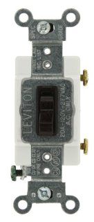 Leviton 54521 2 20 Amp, 120/277 Volt, Toggle Framed Single Pole AC Quiet Switch, Commercial Grade, Grounding, Brown   Wall Light Switches  
