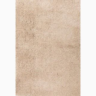 Handmade Solid Pattern Taupe/ Tan Polyester Rug (5 X 8)