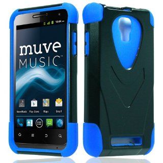 Black Blue Vector Double Layer Hard Hybrid Gel Case Cover For ZTE Engage V8000 Cell Phones & Accessories