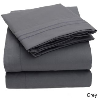 Bed Bath N More Embroidered 4 piece Bed Sheet Set Grey Size Twin