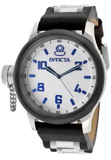 Invicta 10471  Watches,Mens Russian Diver Silver Dial Black Genuine Leather, Casual Invicta Quartz Watches
