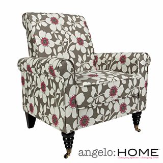 Angelohome Harlow Gray Sky Modern Flower Arm Chair