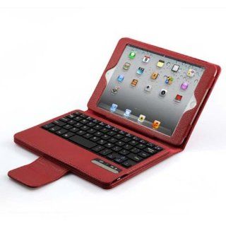 Stand Folding Leather Case for I Pad Mini Wireless Bluetooth Removable Keyboard red Computers & Accessories
