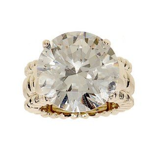 Big Clear Round Cubic Zirconia Stretch Cocktail Ring Jewelry