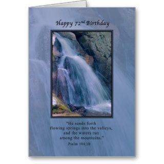 Birthday, 72nd, Religious, Mountain Waterfall Greeting Cards