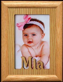 Shop 5x7 Mia ~ Portrait Laser Cut Oak PHOTO NAME FRAME ~ Holds a 4x6 or 5x7 Picture at the  Home Dcor Store