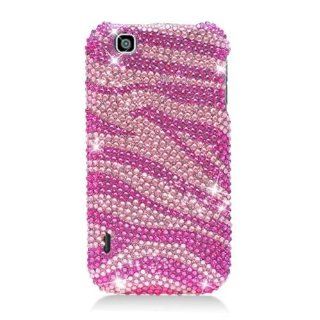 For T mobil Mytouch Lg Maxx Touch E739 Accessory   Pink Zebra Bling Hard Case Protector Cover + Free Lf Stylus Resistive Pen Cell Phones & Accessories