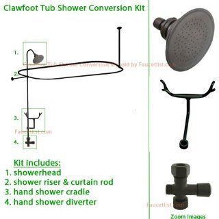 Oil Rubbed Bronze Clawfoot Tub Shower Conversion Kit with Enclosure Curtain Rod 10010ORB   Shower Installation Kits  