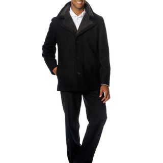 Perry Ellis Portfolio Perry Ellis Portfolio Mens Wool Blend Coat Black Size M