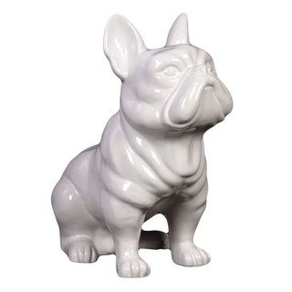 White Glazed Ceramic Dog Figure