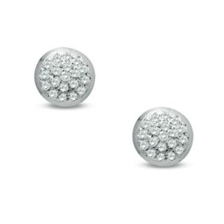 Diamond Accent Cluster Button Stud Earrings in Sterling Silver   Zales