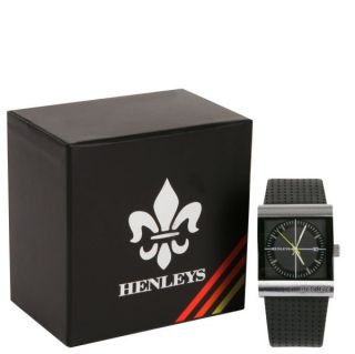 Henleys Mens Square Black Dial Watch      Clothing
