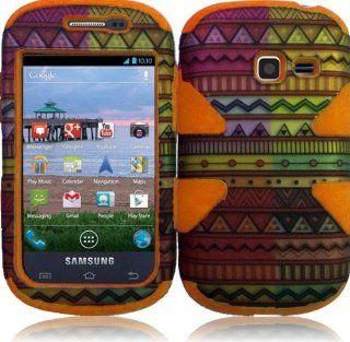 Samsung Galaxy Discover S730G ( Cricket , Net10 , Tracfone , Straight Talk ) Phone Case Accessory Colorful Craft on Orange Dual Protection D Dynamic Tuff Extra Stong Cover with Free Gift Aplus Pouch Cell Phones & Accessories