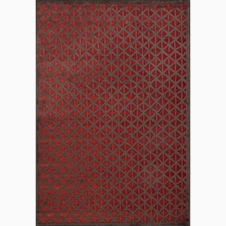 Hand made Red/ Brown Art Silk/ Chenille Modern Rug (5x7.6)