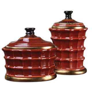 Brianna Caramelized Red Ceramic Canisters (set Of 2)