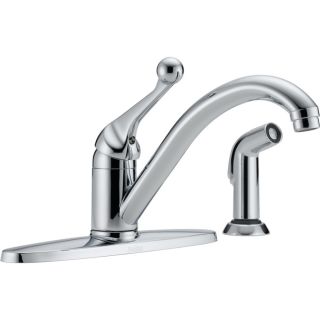 Delta Classic Chrome Low Arc Kitchen Faucet with Side Spray