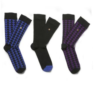 William Hunt Mens Triangles 3 Pack Sock Gift Set   Black/Multi      Mens Clothing