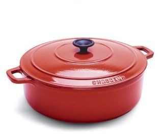 World Cuisine Oval Enamel Cast Iron Dutch Oven 4 1/4 Quart with Lid, Red Kitchen & Dining