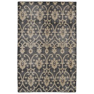 Hand knotted Vintage Replica Charcoal Wool Rug (90 X 120)