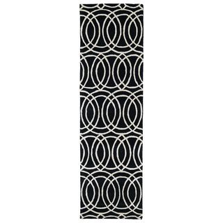 Cosmopolitan Circles Black/ Ivory Hand tufted Wool Rug (23 X 8)