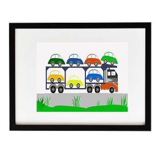 lorry loaded with new cars print by indira albert