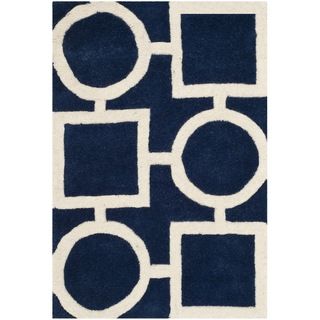 Safavieh Handmade Moroccan Chatham Dark Blue/ Ivory Wool Area Rug (3 X 5)
