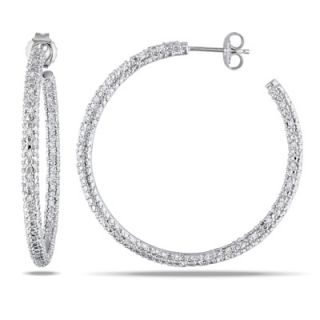 CT. T.W. Diamond Pavé Hoop Earrings in Sterling Silver   Zales