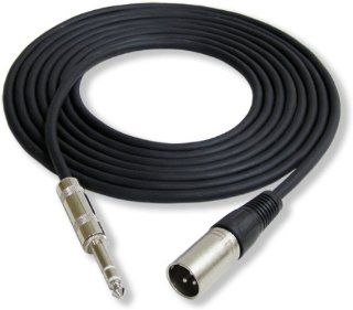 GLS Audio 12ft Patch Cable Cords   XLR Male To 1/4" TRS Black Cables   12' Balanced Snake Cord   SINGLE Electronics