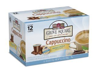 Grove Square Cappuccino, French Vanilla, 12 Count Single Serve Cup for Keurig K Cup Brewers (Pack of 3)  Coffee Brewing Machine Cups  Grocery & Gourmet Food