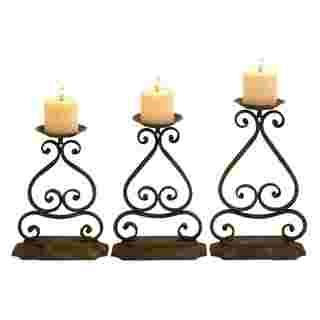 Elegant Design And Structure Wrought Iron Candle Holders (set Of 3)