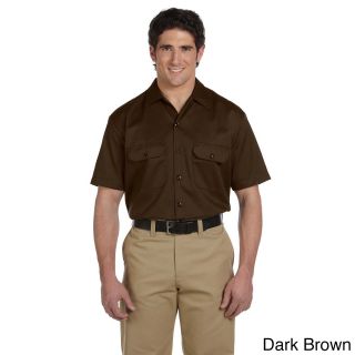 Dickies Dickies Mens Short Sleeve Collared Work Shirt Brown Size XXL