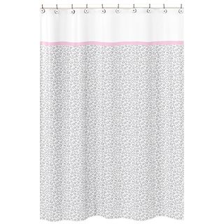 Kenya Grey Shower Curtain Pink Trim