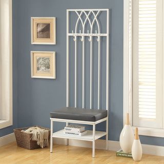 Monarch 72 inch White/ Grey Entry Bench