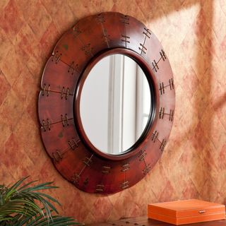 Upton Home Baltic Distressed Red Decorative Mirror