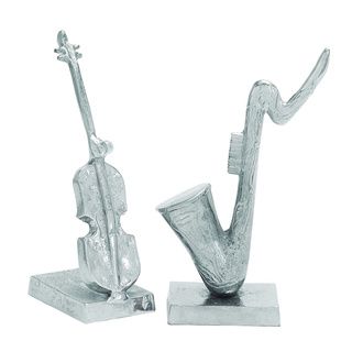 Aluminum Sculpted Instrument Sculpture (set Of 2)